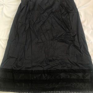 Midi black silk slip skirt